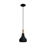 Sabinar 1lt Metal Pendant Light with Timber Highlight