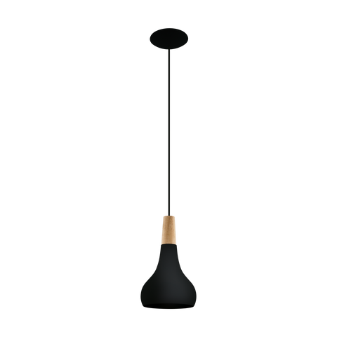 Sabinar 1lt Metal Pendant Light with Timber Highlight