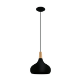 Sabinar 1lt Metal Pendant Light with Timber Highlight