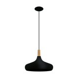 Sabinar 1lt Metal Pendant Light with Timber Highlight