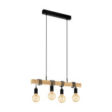 Townshend Bar Pendant Light Oak Timber Beam/Black