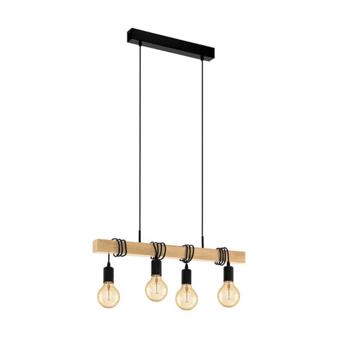 Townshend Bar Pendant Light Oak Timber Beam/Black