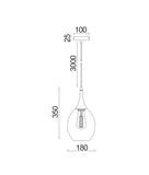 Brote 1lt Teardrop Glass Pendant Light