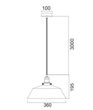Cerema 1lt Metal Pendant Light White with Antique Brass and Black Highlights