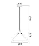 Cerema 1lt Metal Pendant Light White with Antique Brass and Black Highlights