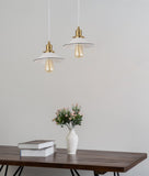 Cerema 1lt Metal Pendant Light White with Antique Brass and Black Highlights