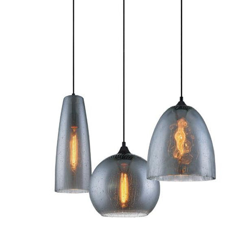 Chuva Pendant Light Black/Smoke Water Drop Glass