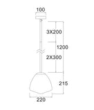 Ciotola 1lt Tipped Dome Opal Matt Frost Glass Pendant Light