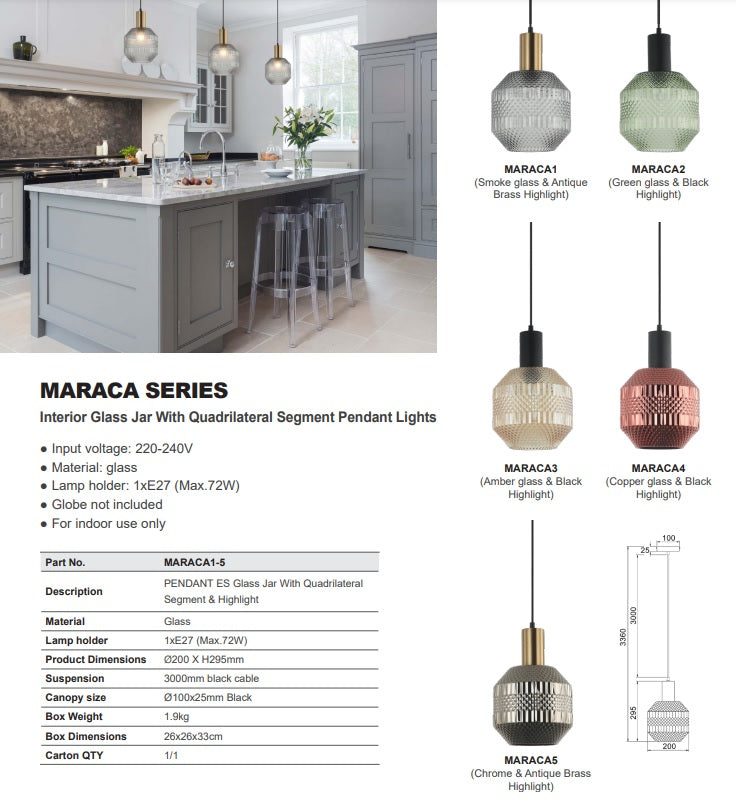 Maraca 1lt Glass Pendant Light – Roundabout Lighting