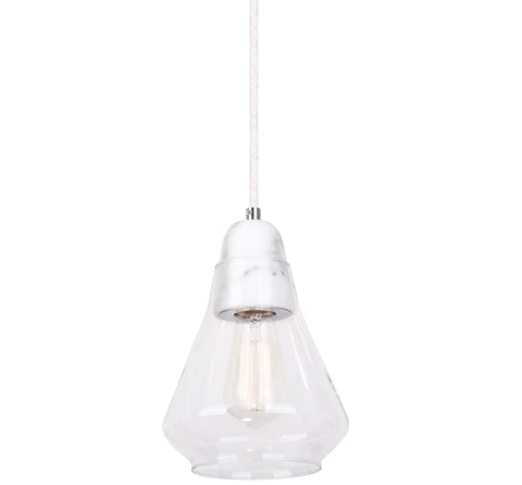 Ellise 1lt Clear Glass Pendant Light with Marble Feature