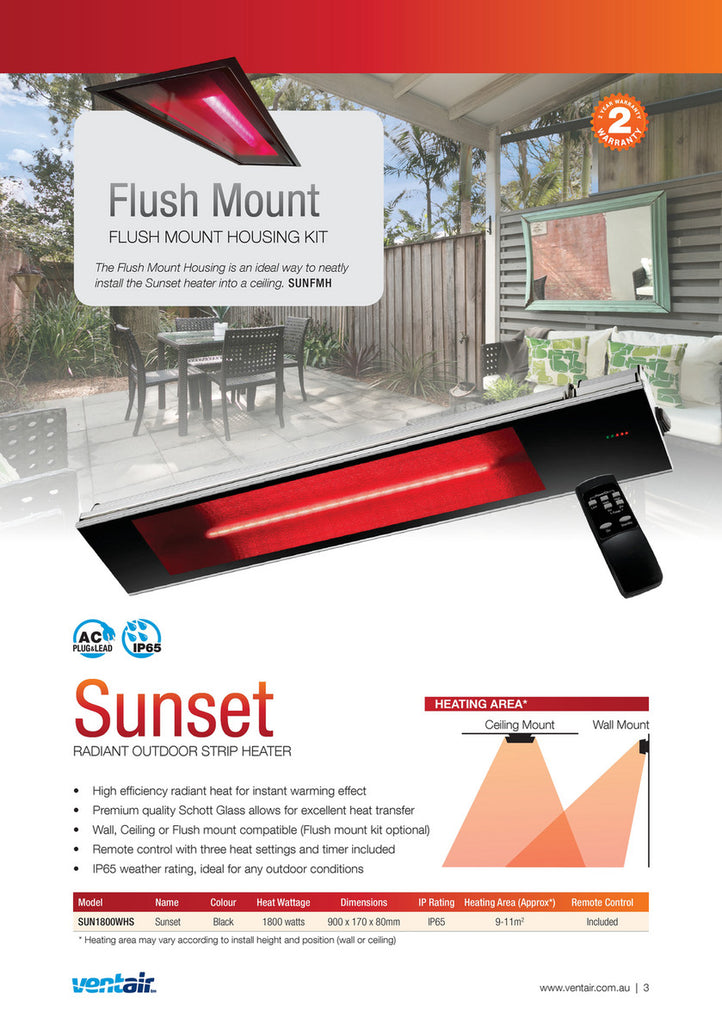 Sunset Outdoor Electric Radiant Strip Heater IP65 – Roundabout Lighting