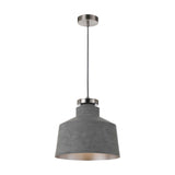 Fredi 1lt Concrete Look Metal Pendant Light Grey