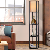 Artiss Led Floor Lamp Shelf Vintage Wood Standing Light Reading Storage Bedroom