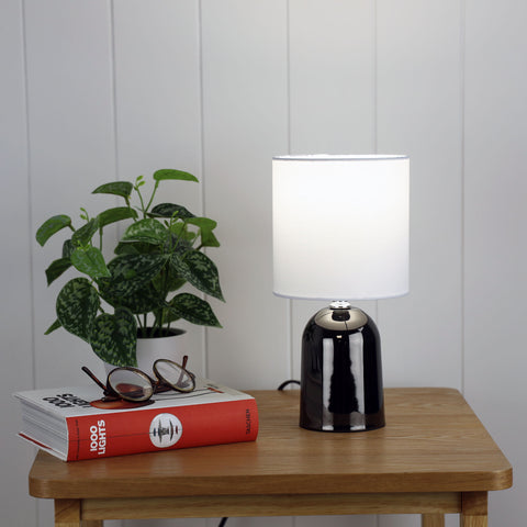 Espen Metal Touch Lamp with Fabric Drum Shade