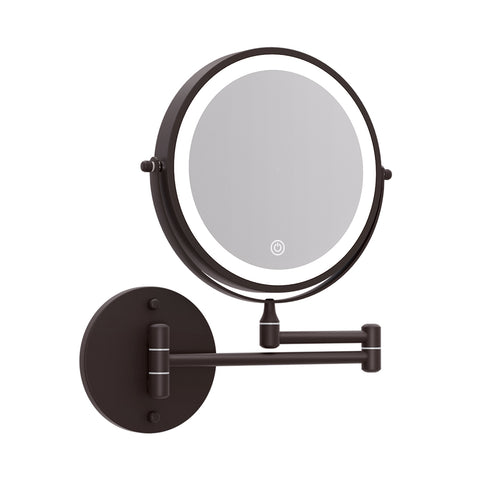 10X Magnifying Double-Sided Rechargeable Adjustable Bathroom Mirror Brown