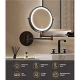 10X Magnifying Double-Sided Rechargeable Adjustable Bathroom Mirror Brown