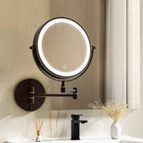 10X Magnifying Double-Sided Rechargeable Adjustable Bathroom Mirror Brown