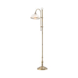 Marina Adjustable Reading Floor Lamp with Glass Shade Antique Brass