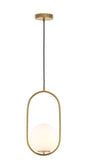 Ava 1lt Oval Metal Frame Pendant Light with Opal Ball Shade