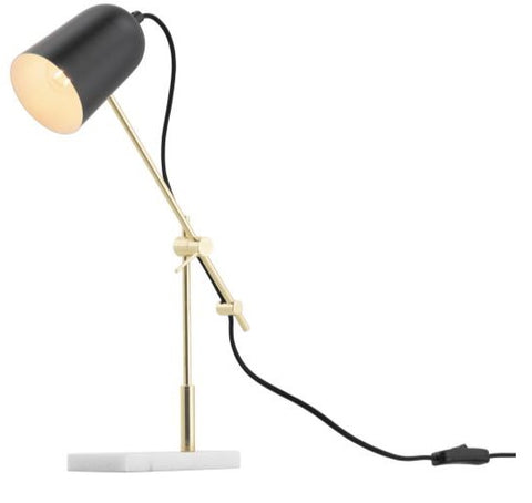 Blair Lamp Adjustable Marble Base with Matt Black Metal/Satin Brass