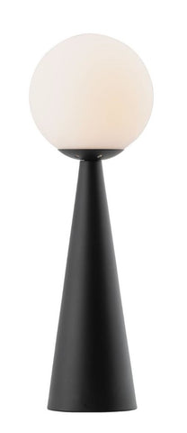 Lucia Metal Table Lamp Black with Round Opal Ball Glass Shade