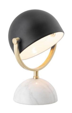 Ainsley Lamp Adjustable Marble Base with Matt Black Metal/Satin Brass