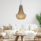Cascara Beaded Chandelier Basket Pendant Light Natural/White
