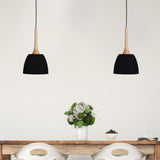 Malt 1lt Metal Scandinavian Styled Pendant Light with Oak Timber Highlight