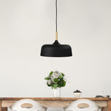 Malt 1lt Metal Scandinavian Styled Pendant Light with Oak Timber Highlight