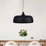 Malt 1lt Metal Scandinavian Styled Pendant Light with Oak Timber Highlight
