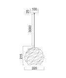 Origami 1lt Metal Sphere Pendant Light with carved Iron Cut Outs