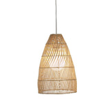 Oden Rattan Cane 1lt Cord Pendant Light Natural Wood