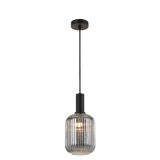 Bonura 1lt Ribbed Glass/Metal Cord Pendant Light