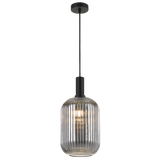 Bonura 1lt Ribbed Glass/Metal Cord Pendant Light