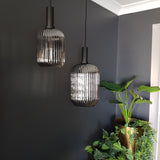 Bonura 1lt Ribbed Glass/Metal Cord Pendant Light