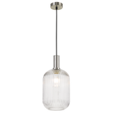 Bonura 1lt Ribbed Glass/Metal Cord Pendant Light