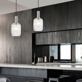 Bonura 1lt Ribbed Glass/Metal Cord Pendant Light