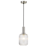 Bonura 1lt Ribbed Glass/Metal Cord Pendant Light