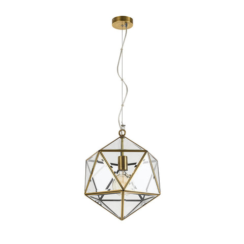 Lazlo 1lt Geometric Glass/Metal Pendant Light