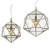 Lazlo 1lt Geometric Glass/Metal Pendant Light