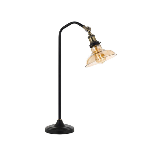 Hertel Table Reading Lamp Matt Black with Amber Glass