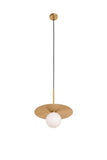 Dott 1lt Opal Glass Ball Pendant Light with Round Metal Disk