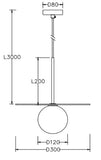 Dott 1lt Opal Glass Ball Pendant Light with Round Metal Disk