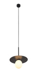 Dott 1lt Opal Glass Ball Pendant Light with Round Metal Disk