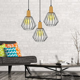 Cage 1lt Pendant with Wood