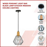 Cage 1lt Pendant with Wood
