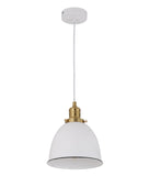 Cerema 1lt Metal Pendant Light White with Antique Brass and Black Highlights