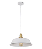 Cerema 1lt Metal Pendant Light White with Antique Brass and Black Highlights
