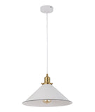 Cerema 1lt Metal Pendant Light White with Antique Brass and Black Highlights