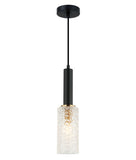 Cleo 1lt Cut Glass Pendant Light Matt Black/Antique Brass